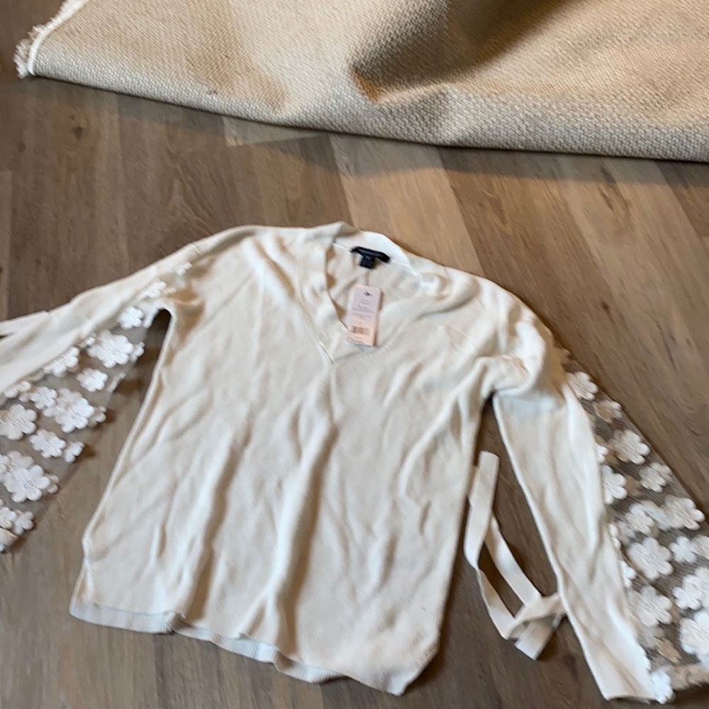 French Connection Lace Sleeve Sweater NWT